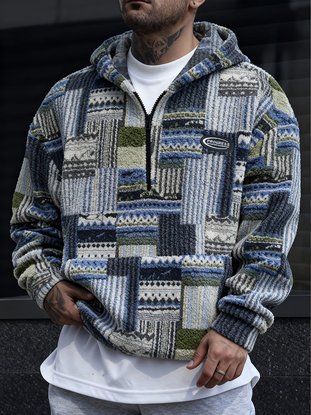Heryn | Trendy herensweatshirt met capuchon, ritssluiting en grote zakken