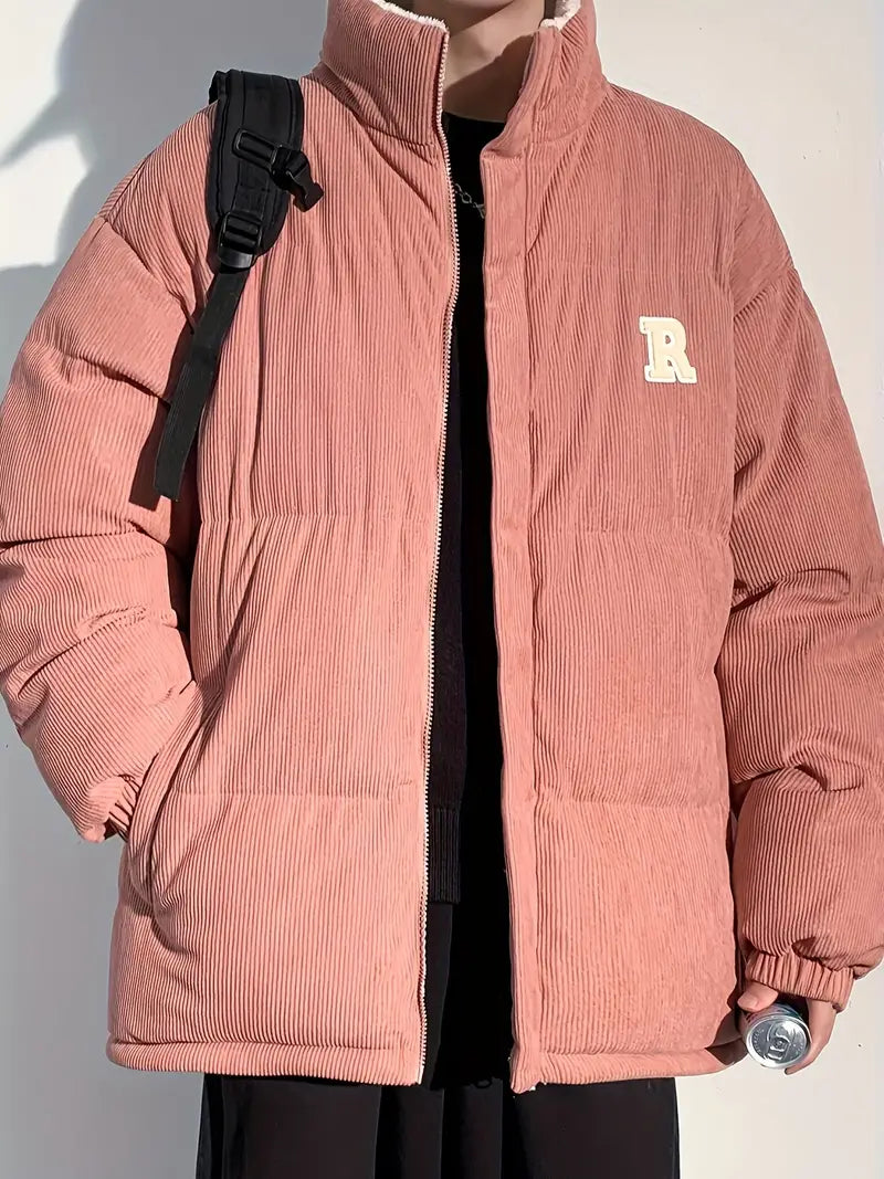 Kyler | Corduroy herenpufferjack met capuchon en pluche voering - warme, stijlvolle winterkleding