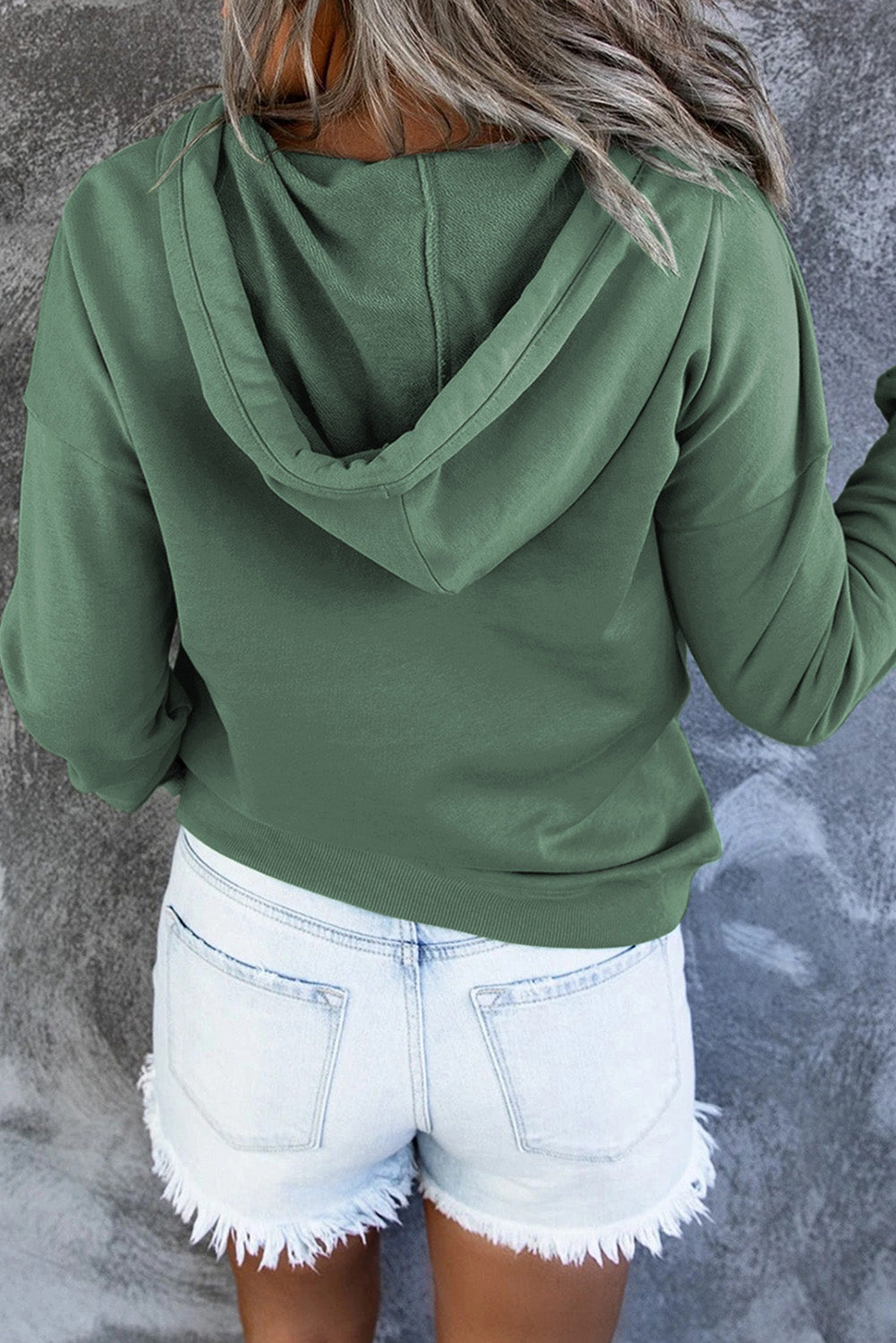 Diletta |  Basic hoodie – Drukknopen aan de voorkant, verstelbaar trekkoord, casual pullover-sweatshirt
