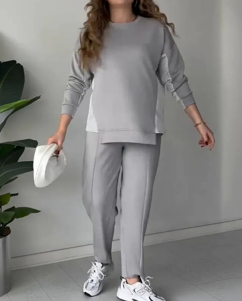 Yvan | Relaxed fit tweedelige set voor dames – top met lange mouwen en broek, casual loungewear