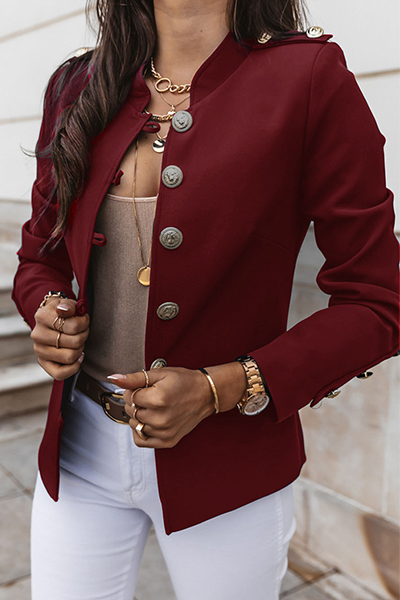 Kenza | Women's Mandarin Collar Blazer with Elegant Button Closure - Casual Outerwear