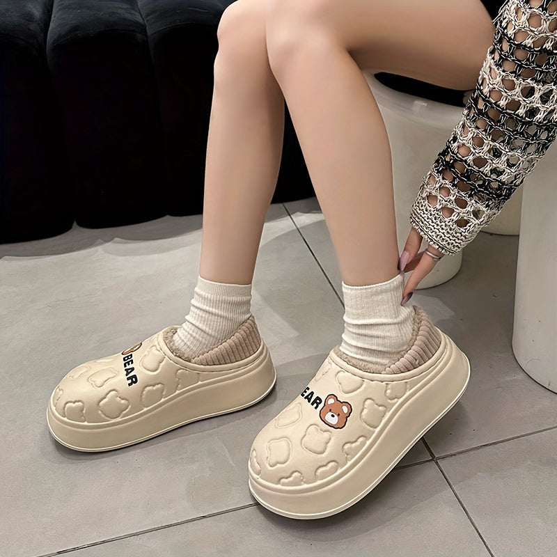 Evia | Winter Warme Pluizige Pantoffels voor Dames - EVA Bovenkant & Zool, Flanellen Voering, Slip-on