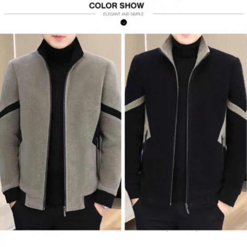 Djurre | Winterjas voor heren van tweed – dik gevoerde, warme jas met wol-look, jas voor koud weer
