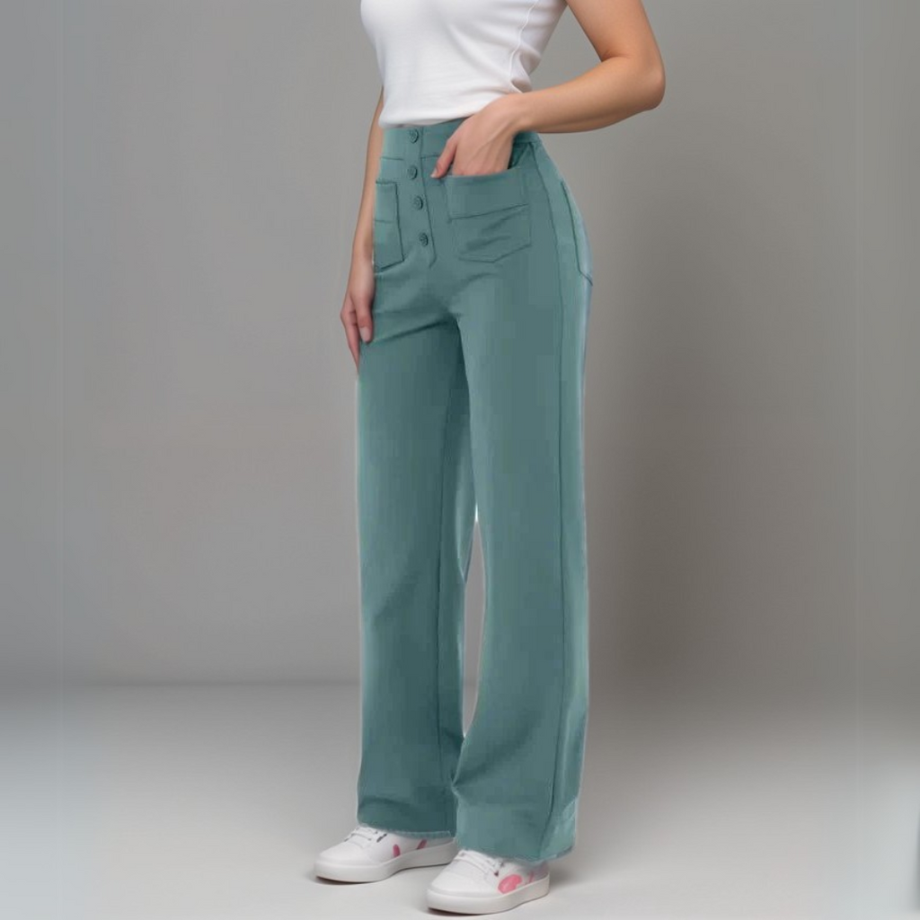Varda | High Waisted Stretch Women's Trousers - Versatile Casual Pants