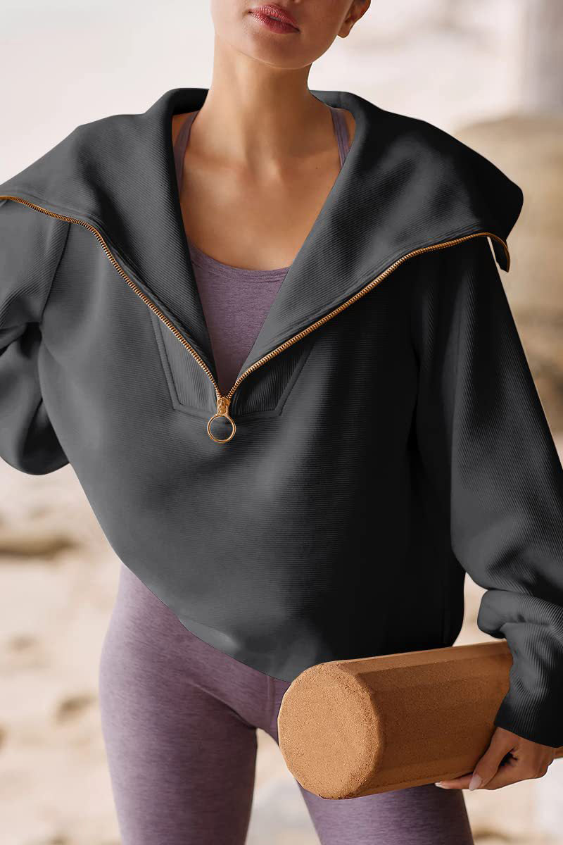 Viva | Elegant ladies' sweater with turn-down collar and half-zip, long sleeves, casual top