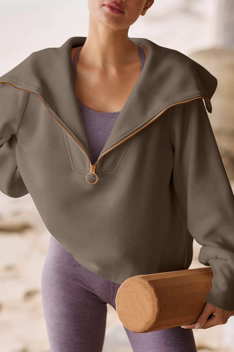 Viva | Elegant ladies' sweater with turn-down collar and half-zip, long sleeves, casual top