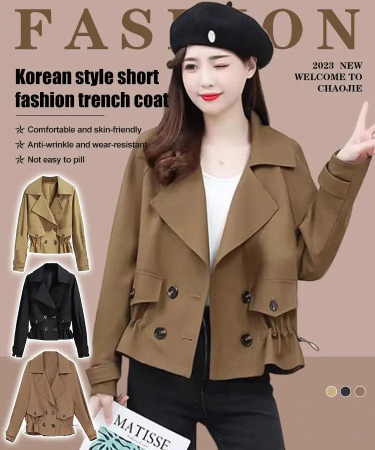 Kahlila | Chique, op Korea geïnspireerde korte trenchcoat voor dames – Lichtgewicht, stijlvolle bovenkleding