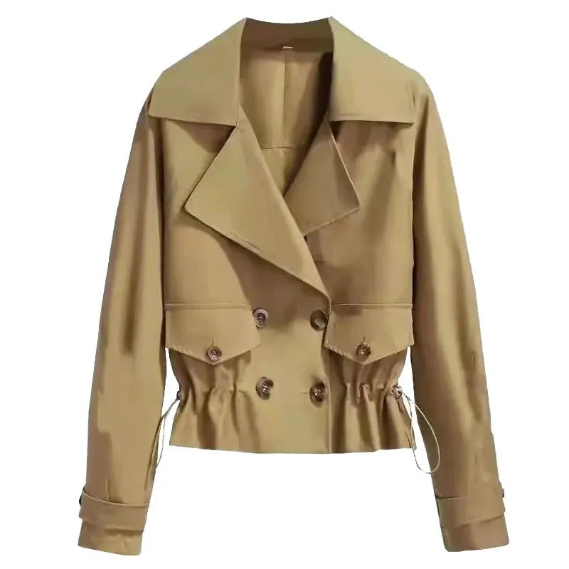 Kahlila | Chique, op Korea geïnspireerde korte trenchcoat voor dames – Lichtgewicht, stijlvolle bovenkleding
