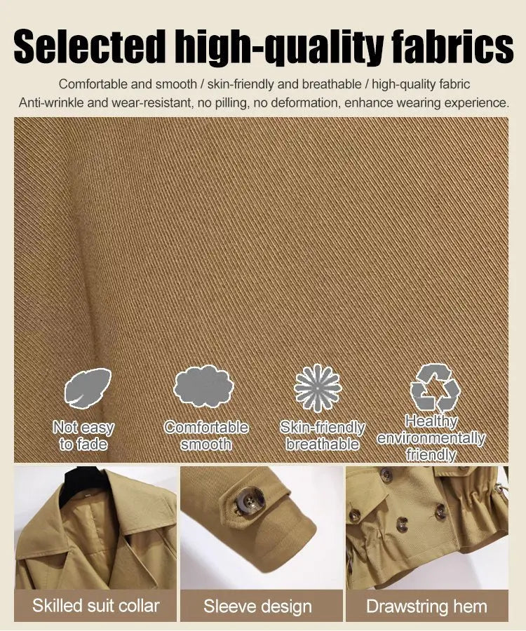 Kahlila | Chique, op Korea geïnspireerde korte trenchcoat voor dames – Lichtgewicht, stijlvolle bovenkleding