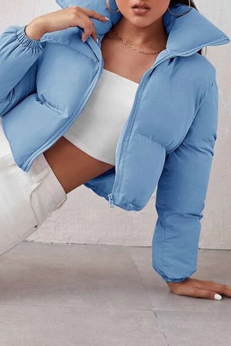 Rosina | Cropped Zip-Up Puffer Jacket with Mandarin Collar - Stylish Winter Outerwear