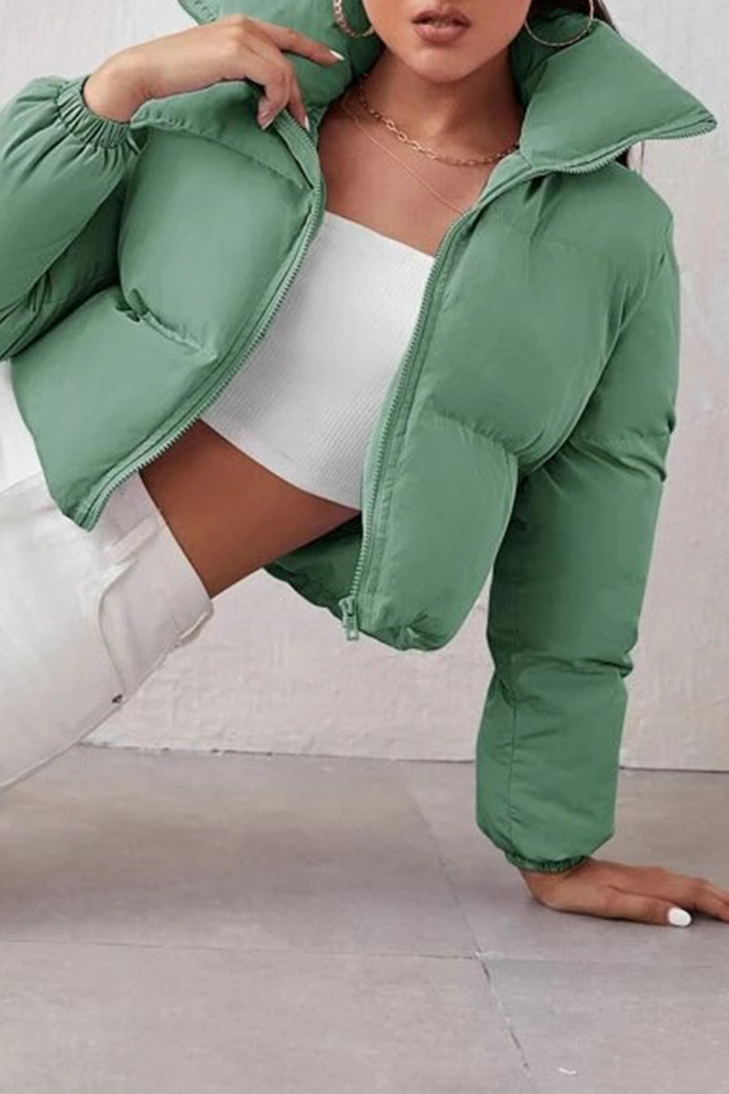Rosina | Cropped Zip-Up Puffer Jacket with Mandarin Collar - Stylish Winter Outerwear