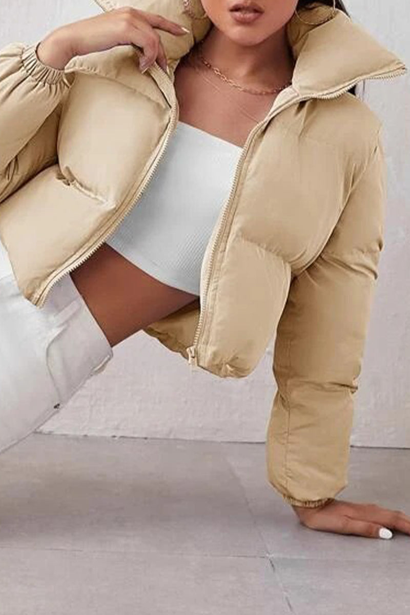 Rosina | Cropped Zip-Up Puffer Jacket with Mandarin Collar - Stylish Winter Outerwear