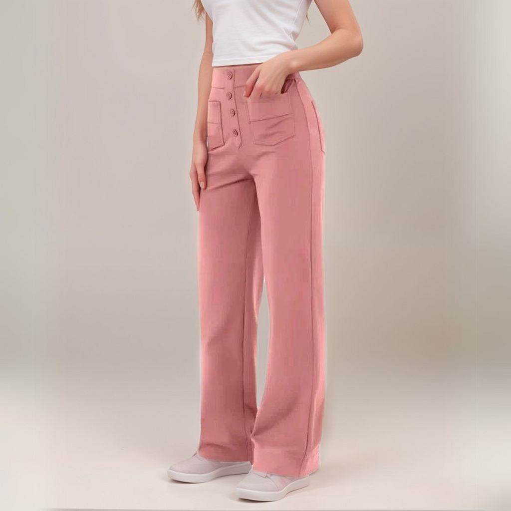 Varda | High Waisted Stretch Women's Trousers - Versatile Casual Pants