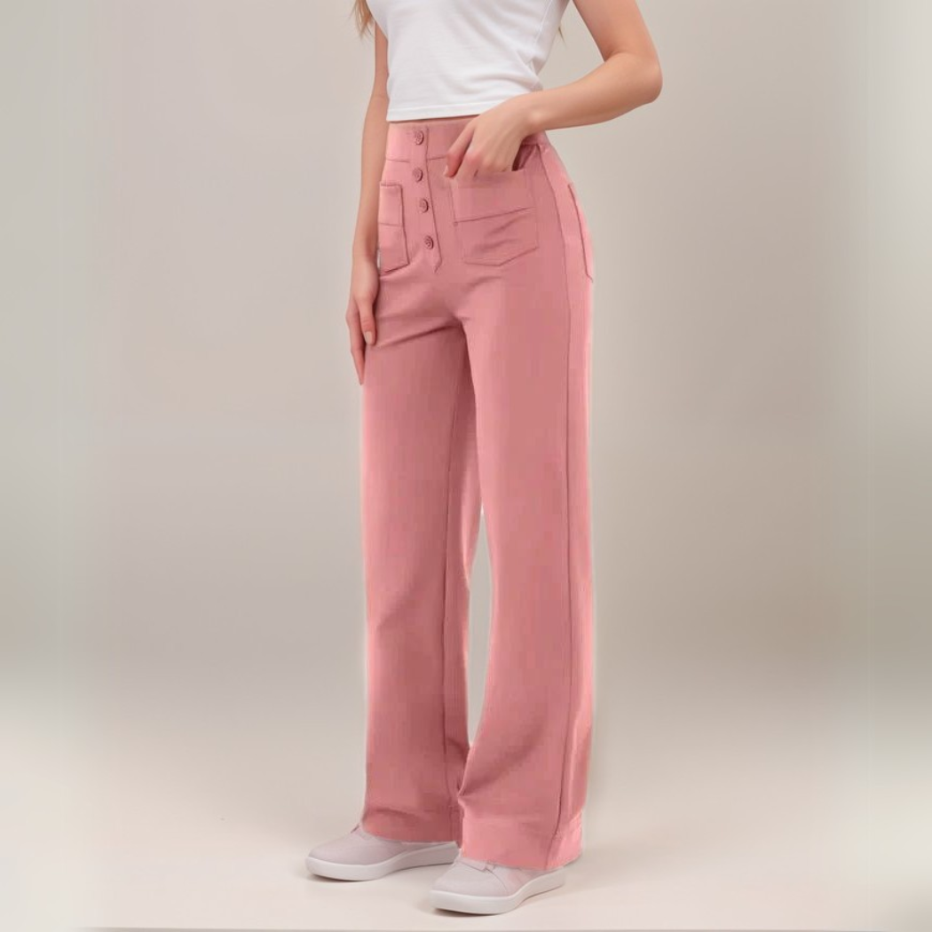 Varda | High Waisted Stretch Women's Trousers - Versatile Casual Pants
