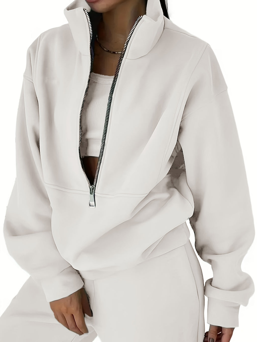 Fritha | Casual Tweedelige Set voor Vrouwen - Sweatshirt met Ritssluiting & Elastische Taille Broek, Comfortabele Lounge Outfit