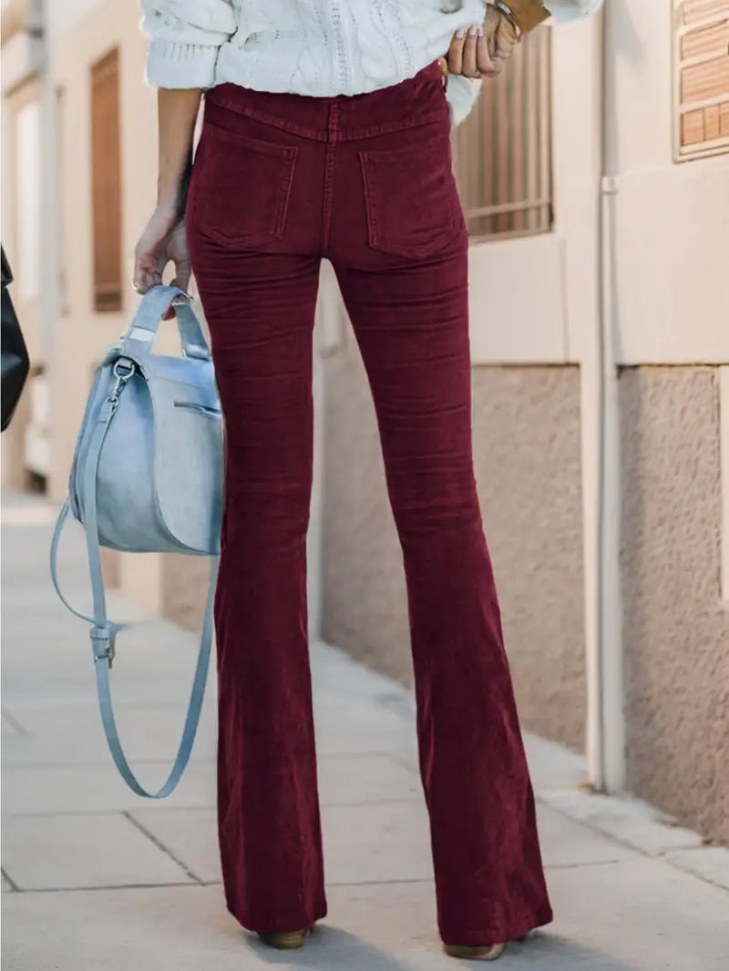 Natasa | Corduroy flared broek voor dames - Casual broek met hoge taille, comfortabel en trendy