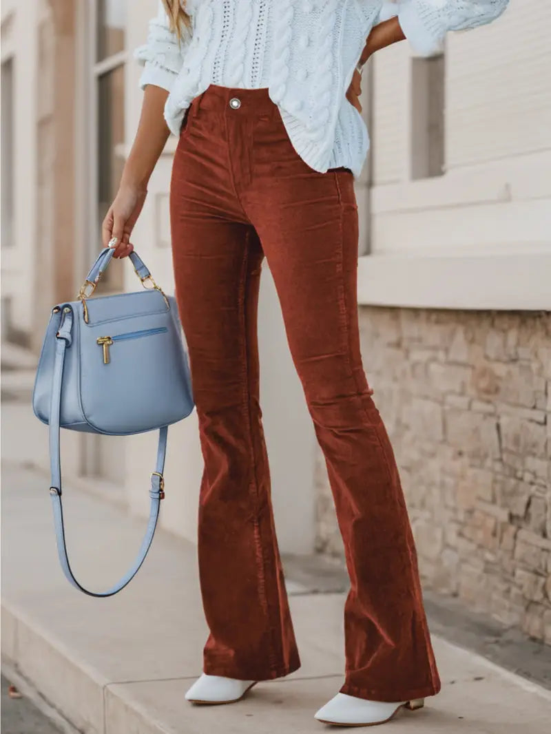 Natasa | Corduroy flared broek voor dames - Casual broek met hoge taille, comfortabel en trendy