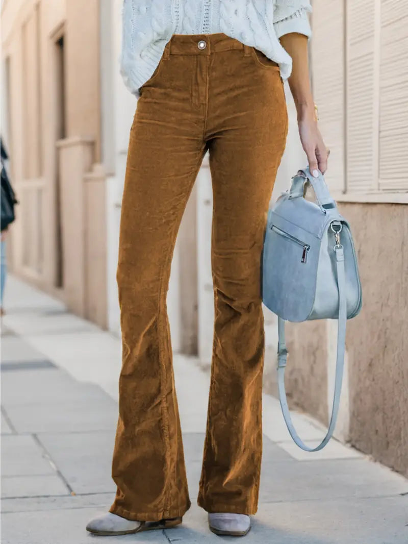 Natasa | Corduroy flared broek voor dames - Casual broek met hoge taille, comfortabel en trendy