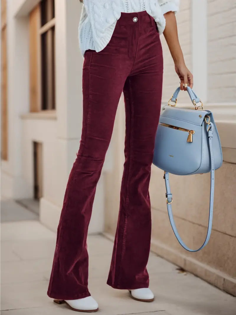 Natasa | Corduroy flared broek voor dames - Casual broek met hoge taille, comfortabel en trendy