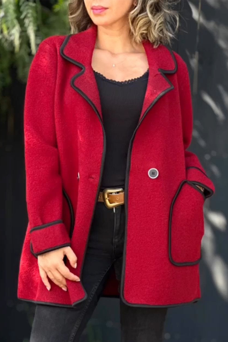 Kaia | Elegant women's blazer jacket with contrasting trim and folded collar