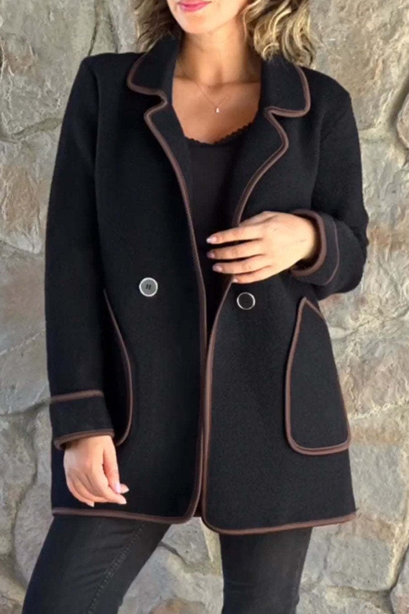 Kaia | Elegant women's blazer jacket with contrasting trim and folded collar