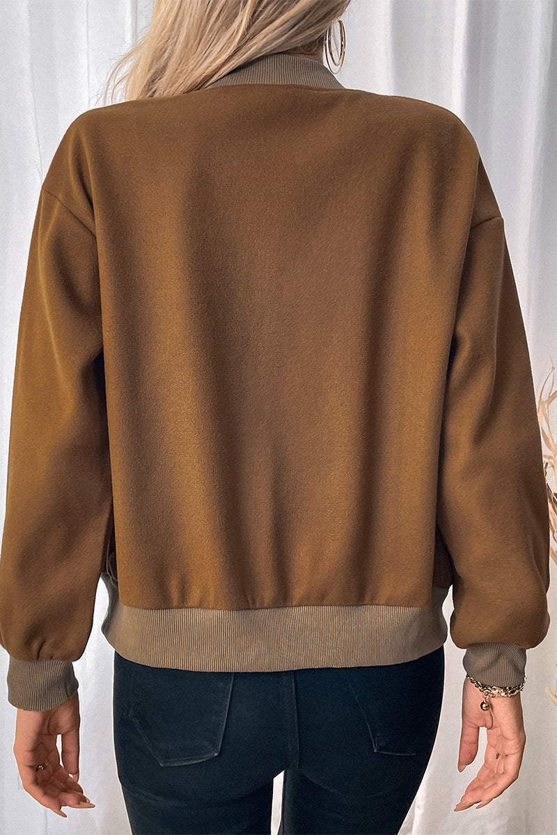 Audrina | Bomberjack voor dames met zakken, drukknoopsluiting, casual bovenkleding voor herfst en winter