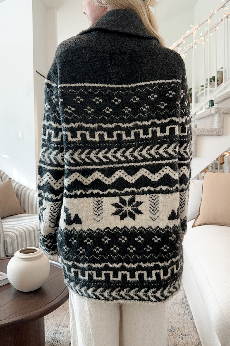 Alethea | Dames Trui met Geometrische Sneeuwvlokken en Strikband - Casual Gebreide Pullover, Knusse & Stijlvolle Winter Bovenkleding
