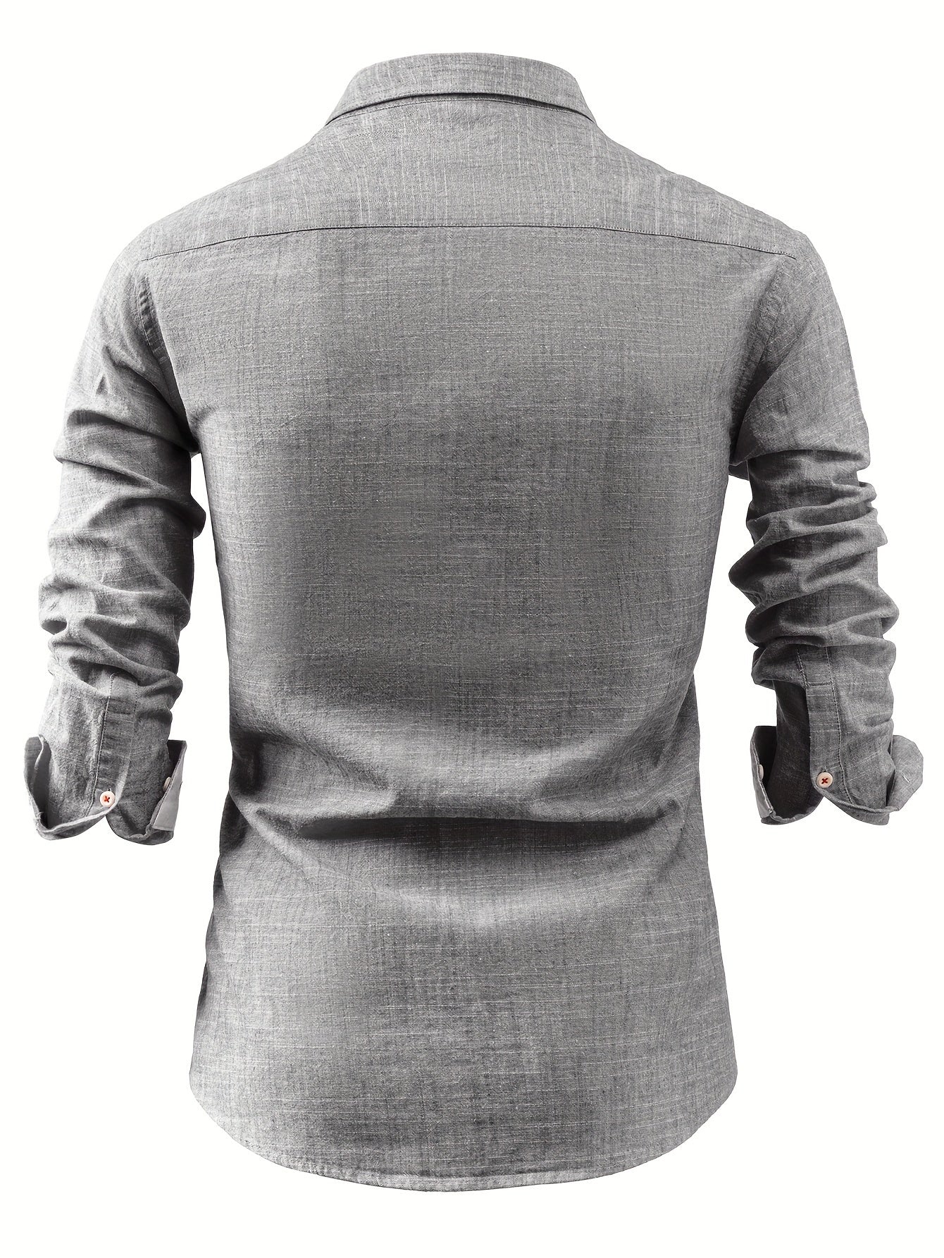 Wolfram | Men's Vintage Style Long Sleeve Button-Down Shirt - Cotton-Linen Blend