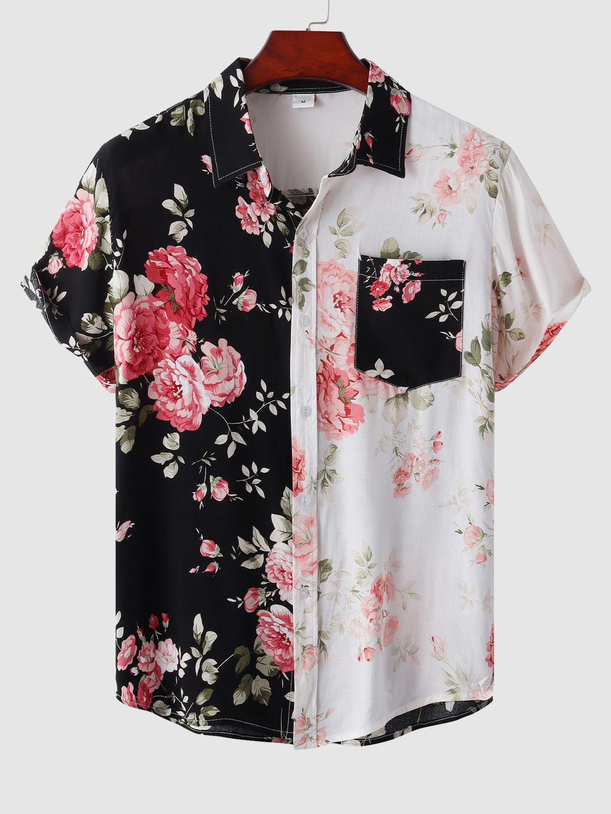 Halvar | Tropisch Hawaii mannenhemd - gebloemd patchwork, korte mouwen, vrijetijdskleding