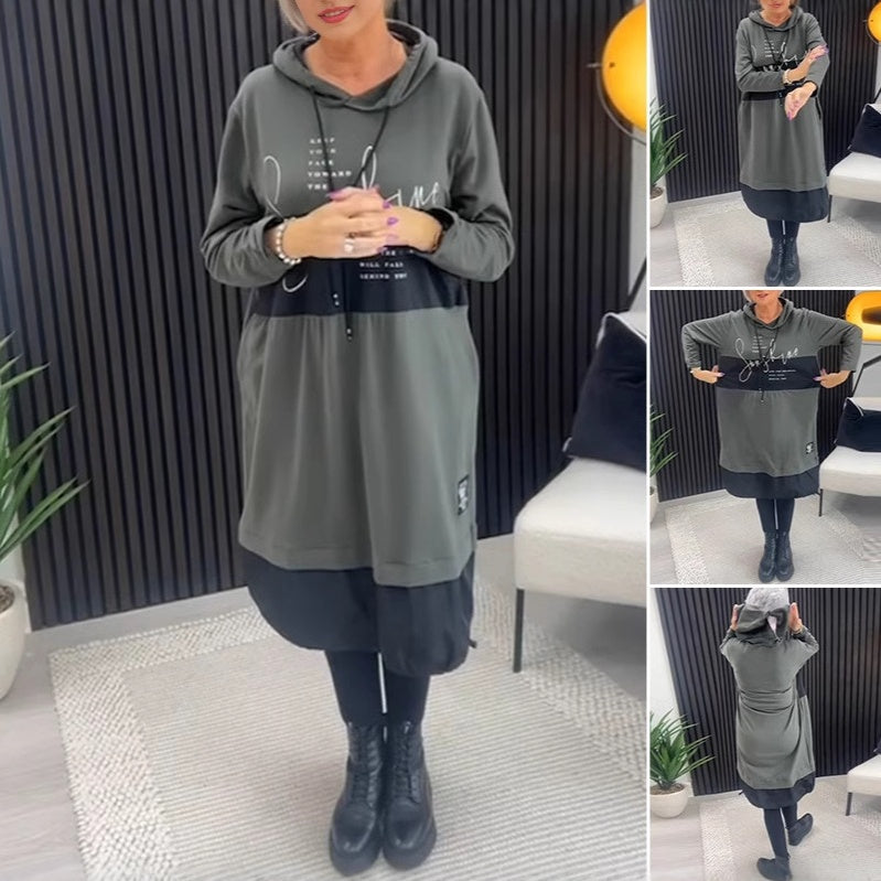 Freyra | Dames streetwear jurk met capuchon – Losvallende, casual oversized hoodiejurk