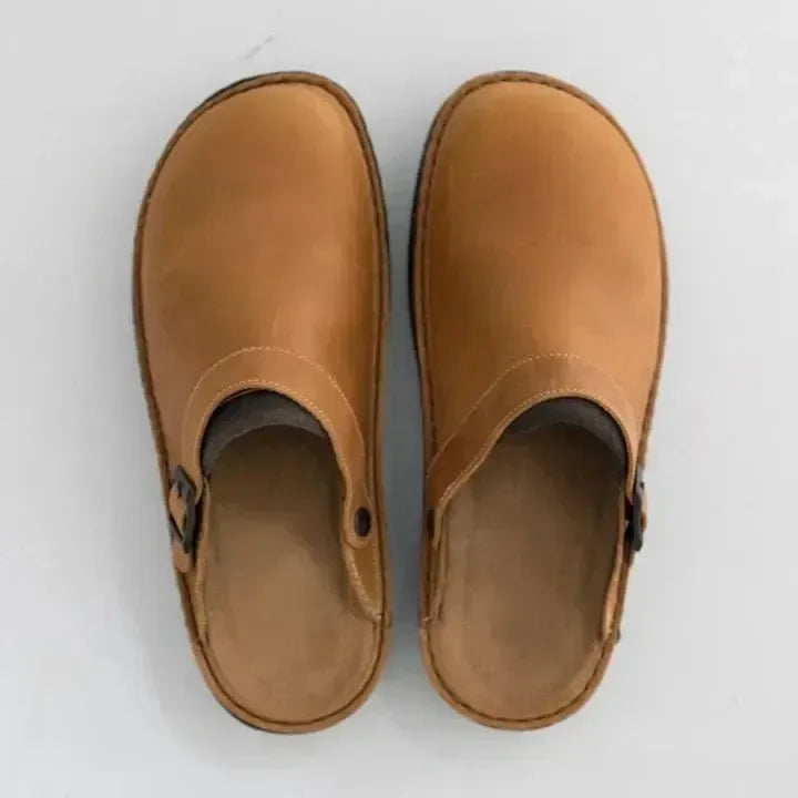 ErgoClog | Orthopedische leren pantoffels voor heren – Comfortabele klompen met steun voor de voetboog