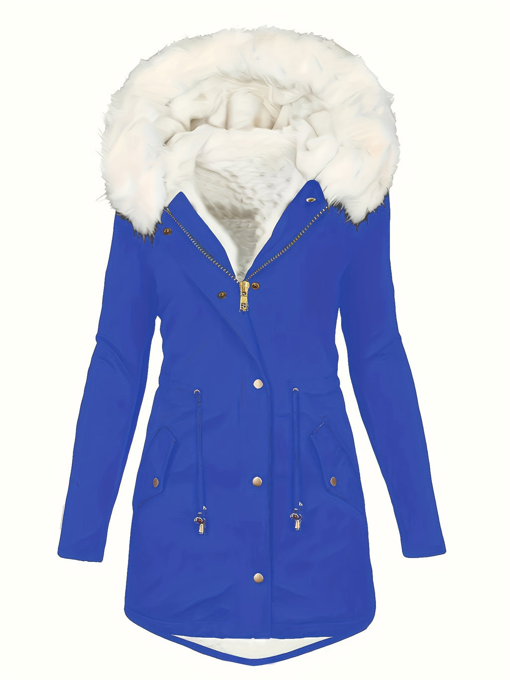 Adira | Donzige winterjas met koord en ritssluiting, warme casual jas met zakken