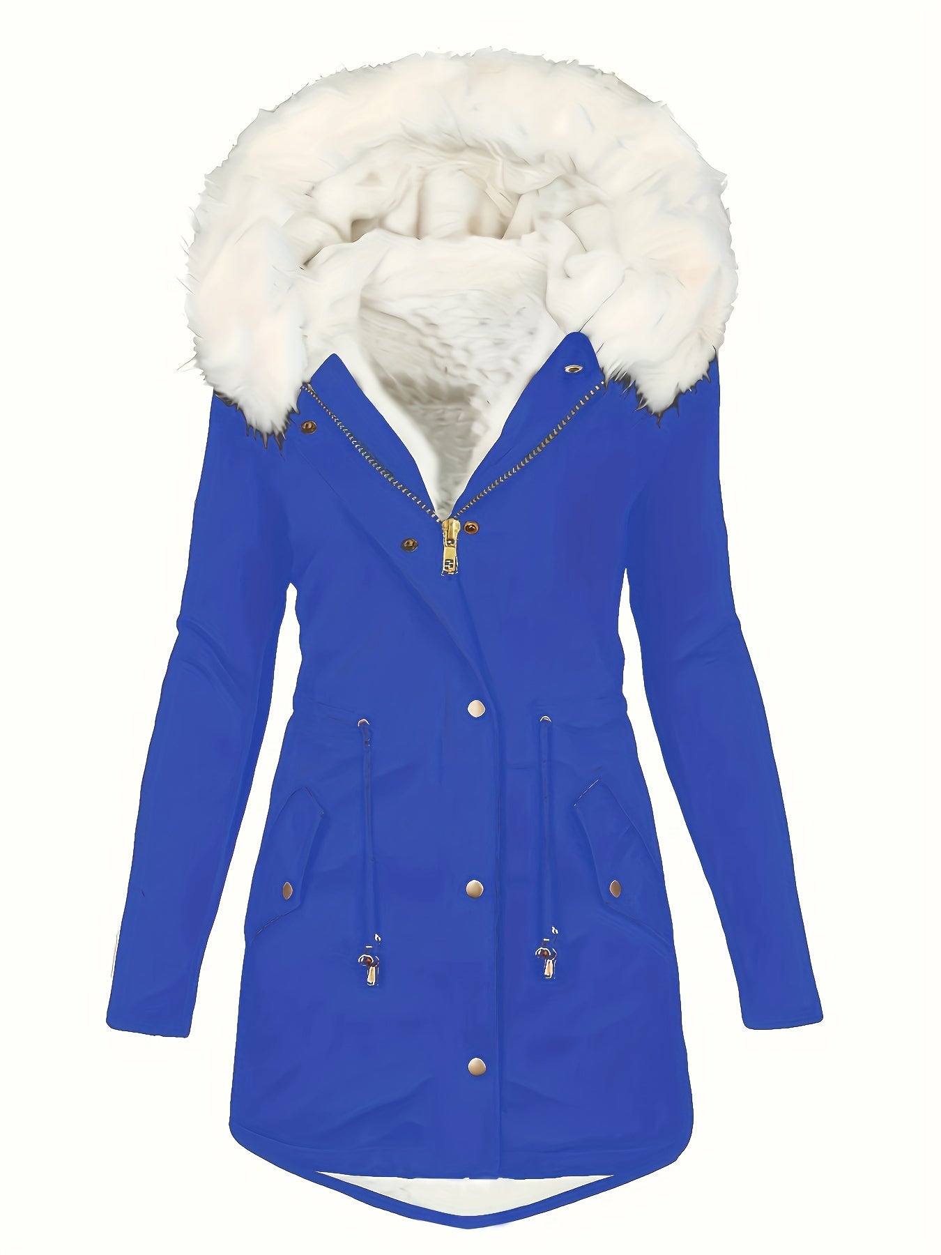 Adira | Donzige winterjas met koord en ritssluiting, warme casual jas met zakken