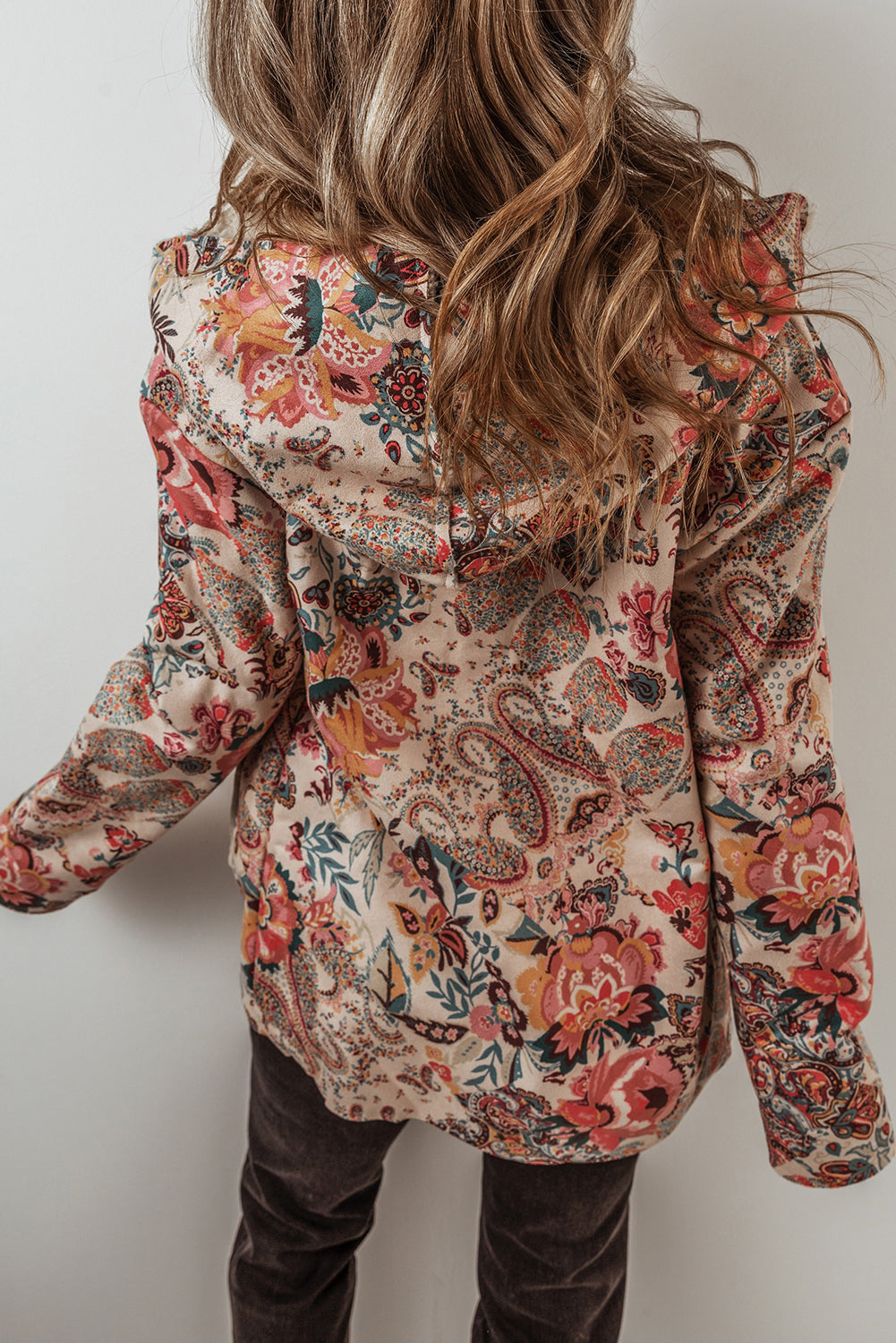Isabetta | Vrouwen vintage paisley bloemen sherpa gevoerde capuchonjas, zachte en warme bovenkleding