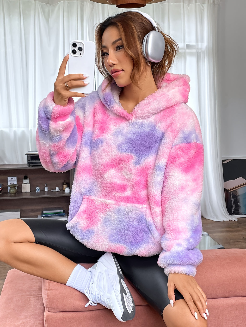 Alarice | Dames- Tie-Dye Teddy Hoodie - Willekeurig patroon, Casual Comfort