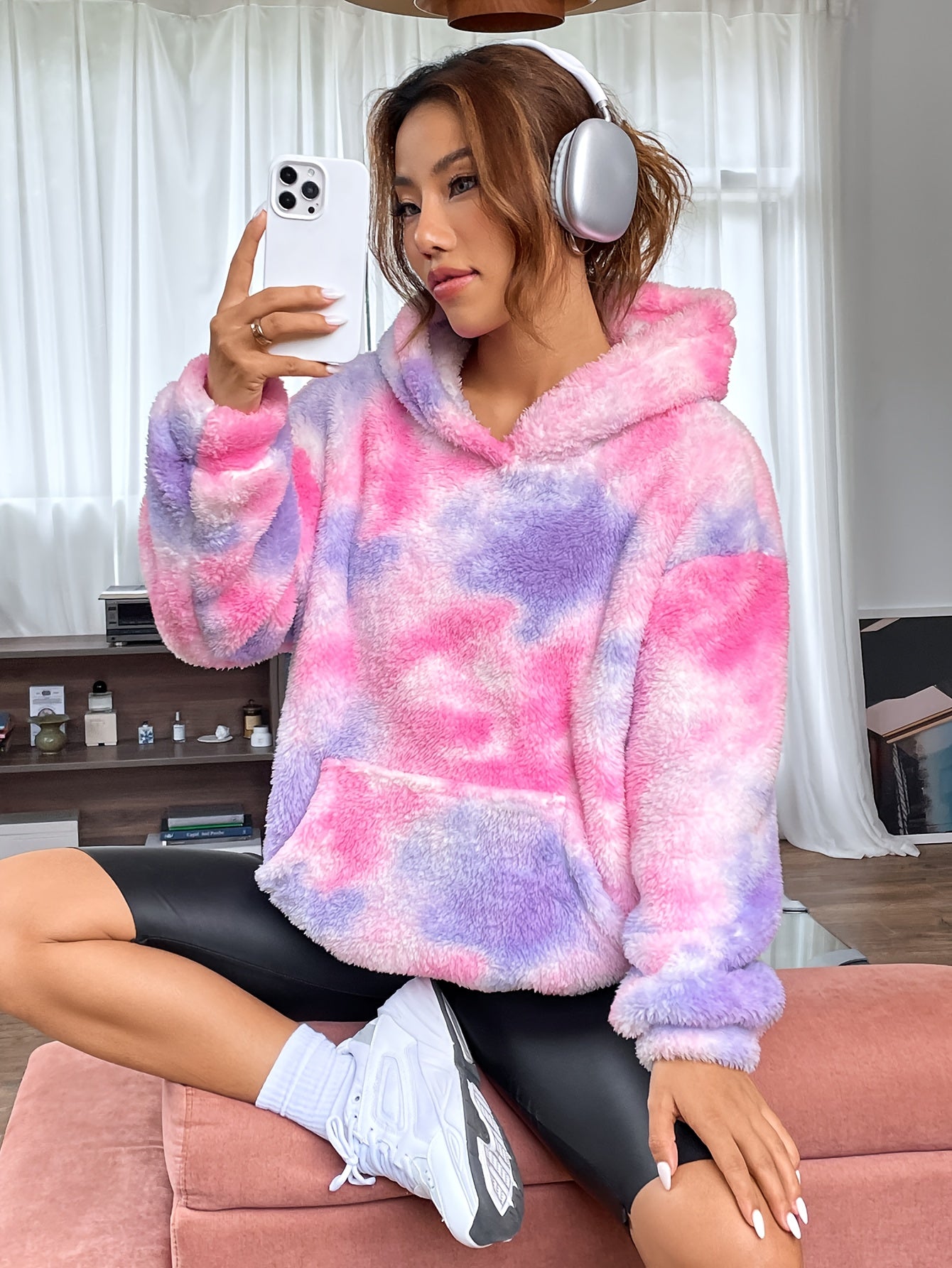 Alarice | Dames- Tie-Dye Teddy Hoodie - Willekeurig patroon, Casual Comfort