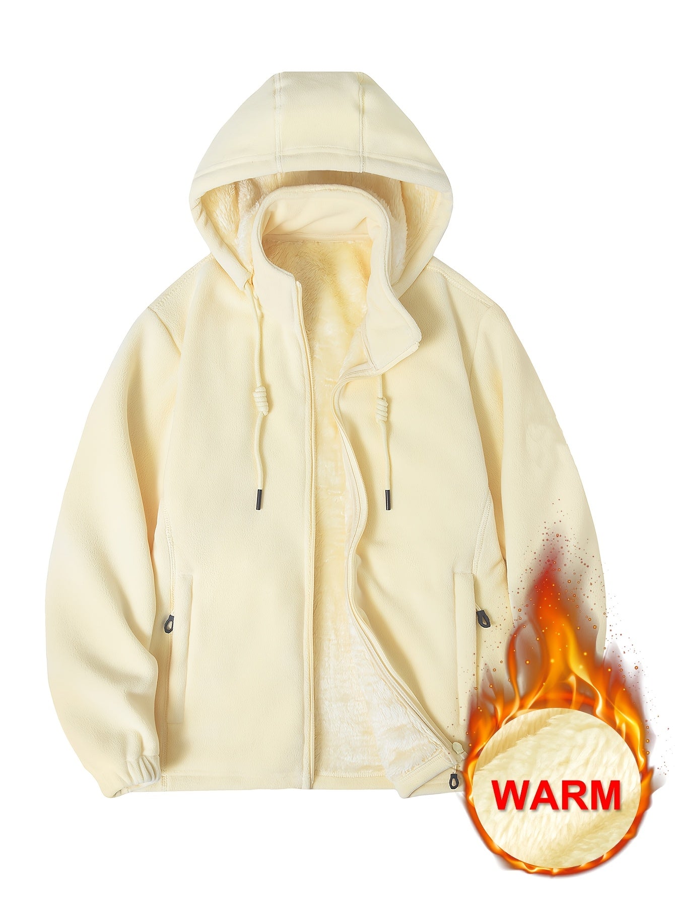 Aislyn | Fleece winterjas voor dames - Warme jas met capuchon, dikke voering, zakken met rits, normale pasvorm