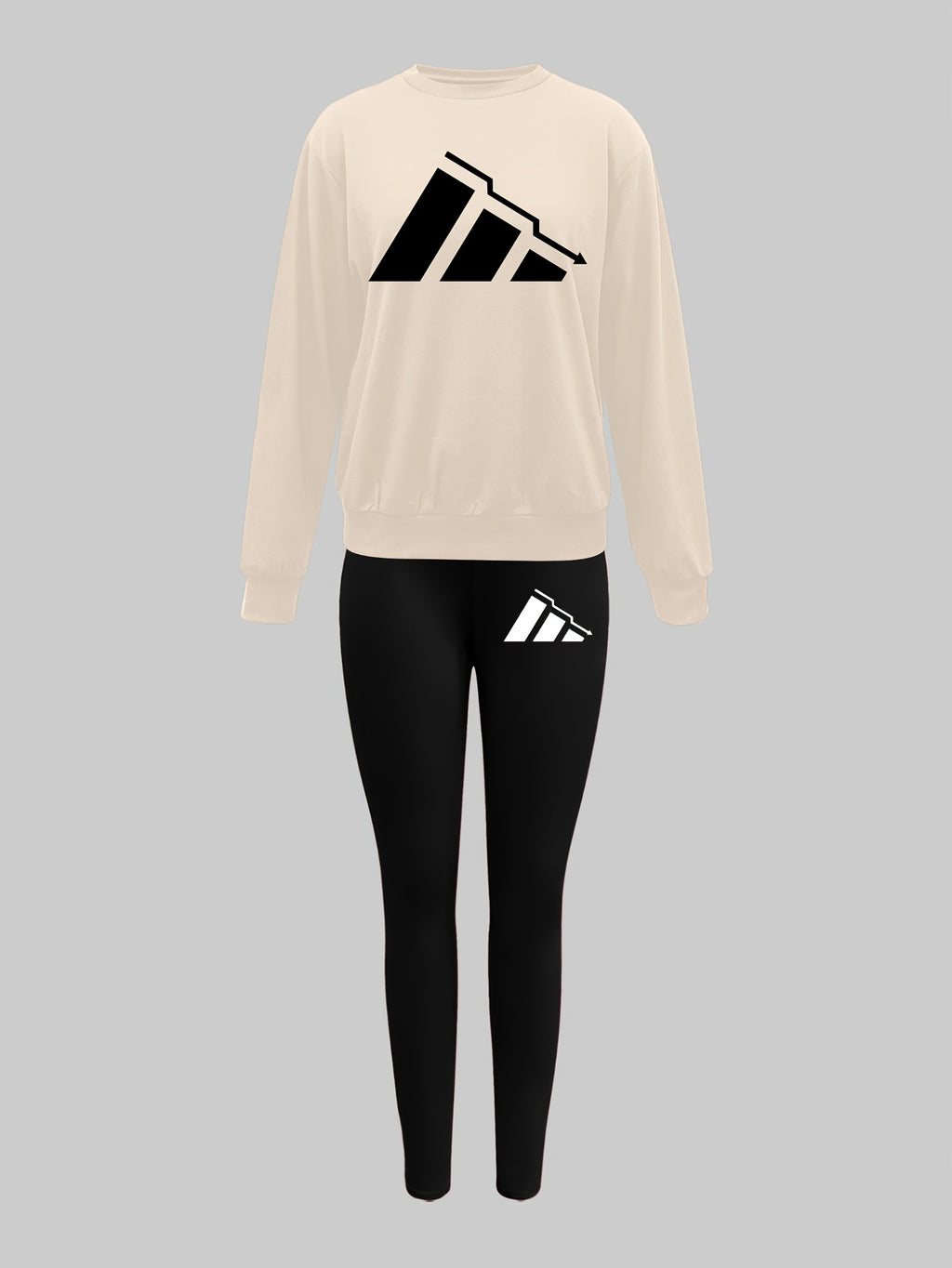 Elvanys | 2-delige set voor dames bestaande uit een sweatshirt en legging – Comfortabele outfit met ronde hals en lange mouwen voor de herfst/winter