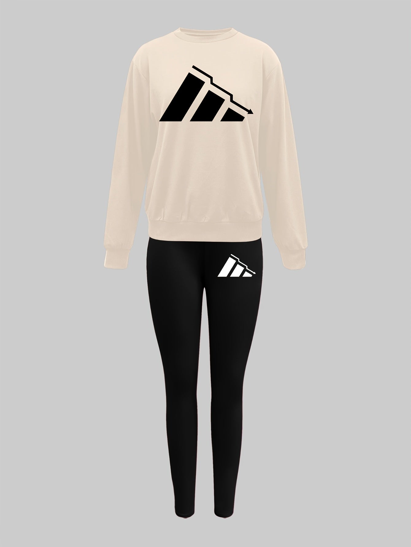Elvanys | 2-delige set voor dames bestaande uit een sweatshirt en legging – Comfortabele outfit met ronde hals en lange mouwen voor de herfst/winter