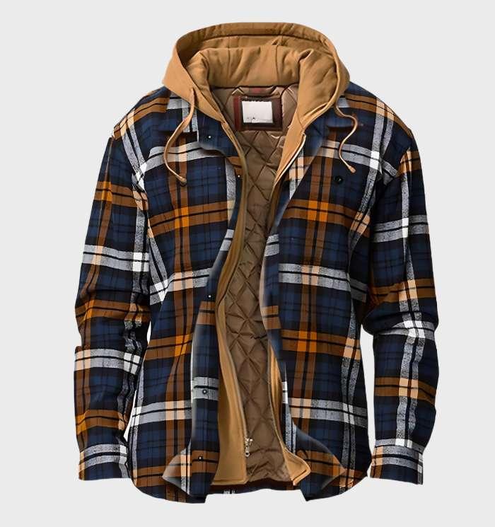 Vincent | Geruite flanellen winterjas in meerdere kleuren voor heren met capuchon en ritssluiting - stijlvolle en warme bovenkleding