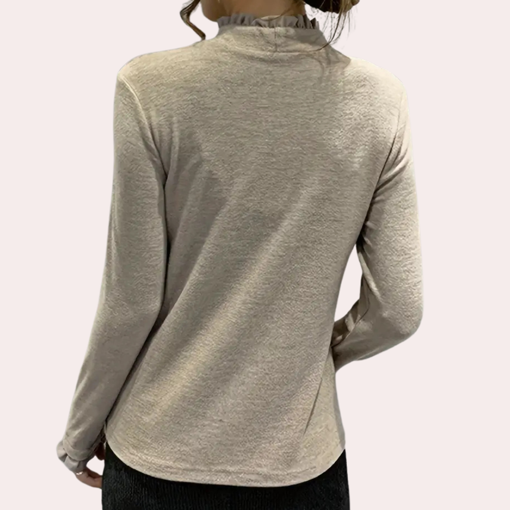 Nysa | Warme damesblouse met lange mouwen - Casual, zachte stof, lichtgewicht, perfect voor laagjes, comfortabele pasvorm, veelzijdig voor dagelijks gebruik