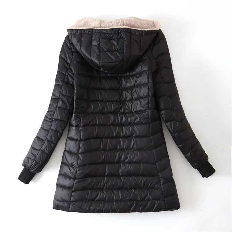 Delilah | Warme gewatteerde fleece gevoerde dames parka jas met capuchon - Casual & stijlvolle winter bovenkleding