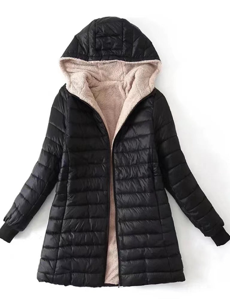 Delilah | Warme gewatteerde fleece gevoerde dames parka jas met capuchon - Casual & stijlvolle winter bovenkleding