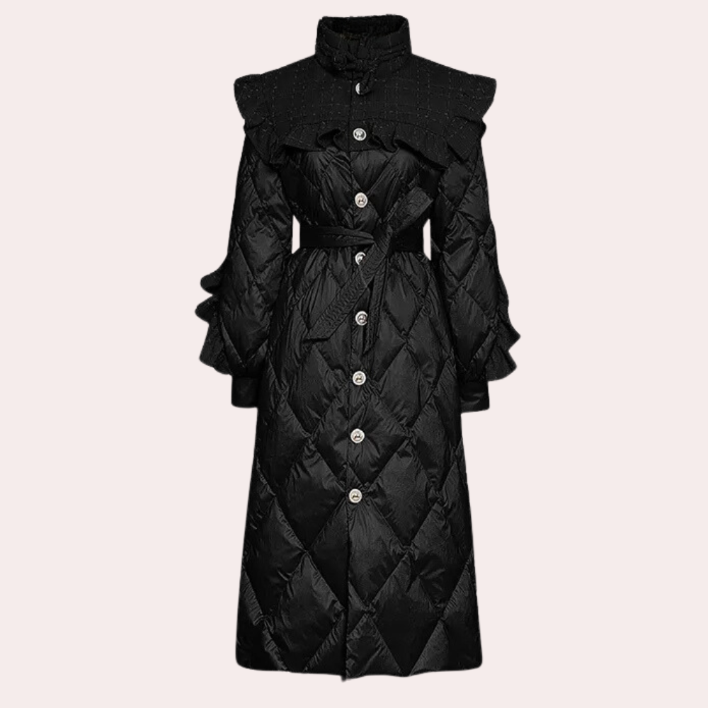Thia | Vintage Winter Puffer Trench Coat voor Dames - Stijlvol & Warm - Verstelbare taille en knoopsluiting