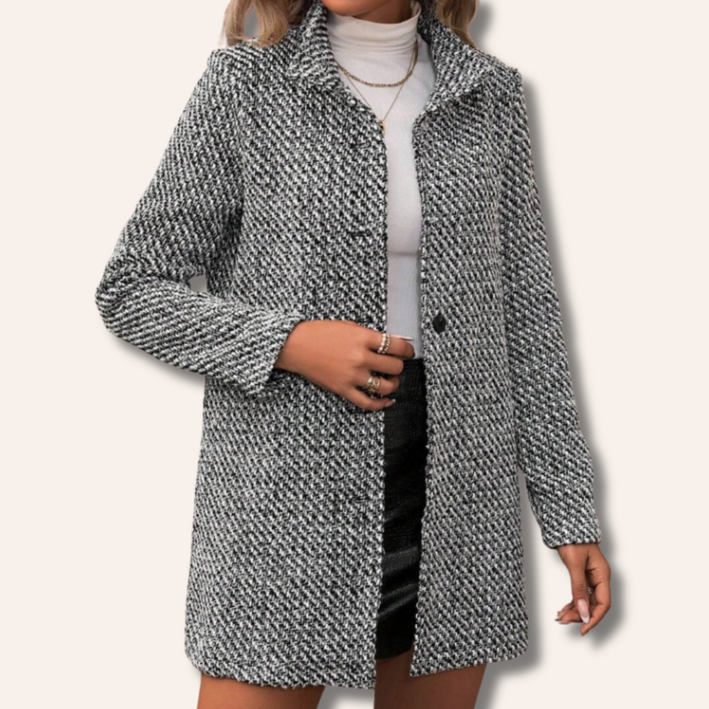 Olyvia | Elegante tweedjas voor dames – Comfortabele lange winterjas voor op kantoor en vrijetijdskleding