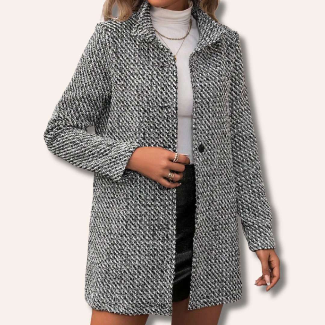 Olyvia | Elegante tweedjas voor dames – Comfortabele lange winterjas voor op kantoor en vrijetijdskleding