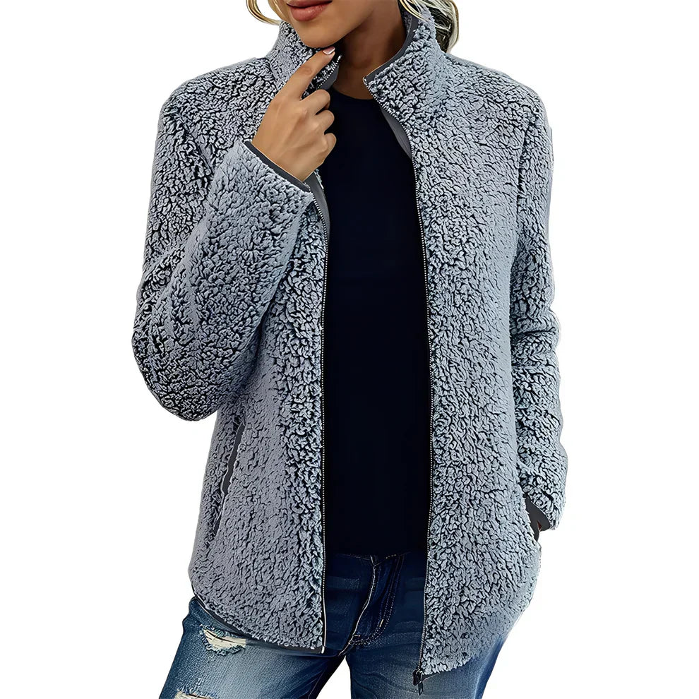 Eirlyn | Warme winterjas met volledige ritssluiting, zacht en comfortabel polyester fleece met zakken