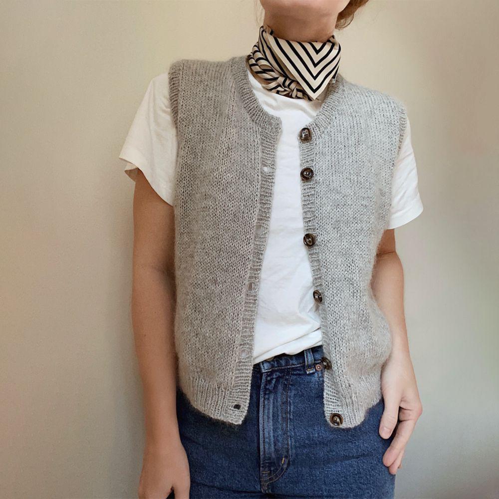 Bertine | Mouwloos vest, lichtgrijs gebreid, elegant en comfortabel, laagjes-top voor herfst en winter