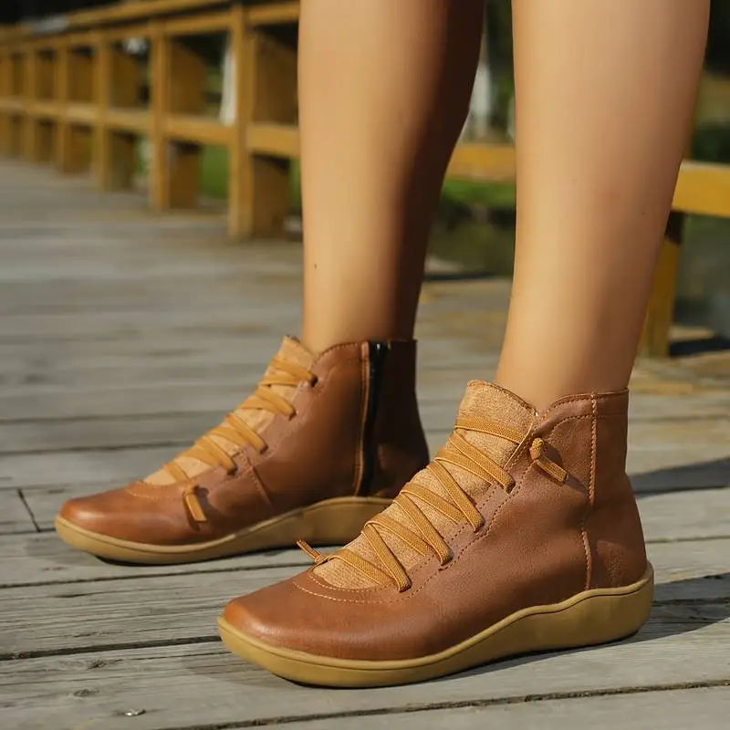 Velessa | Orthopedische lederen enkellaarzen voor dames - Premium comfort, voetplaatondersteuning