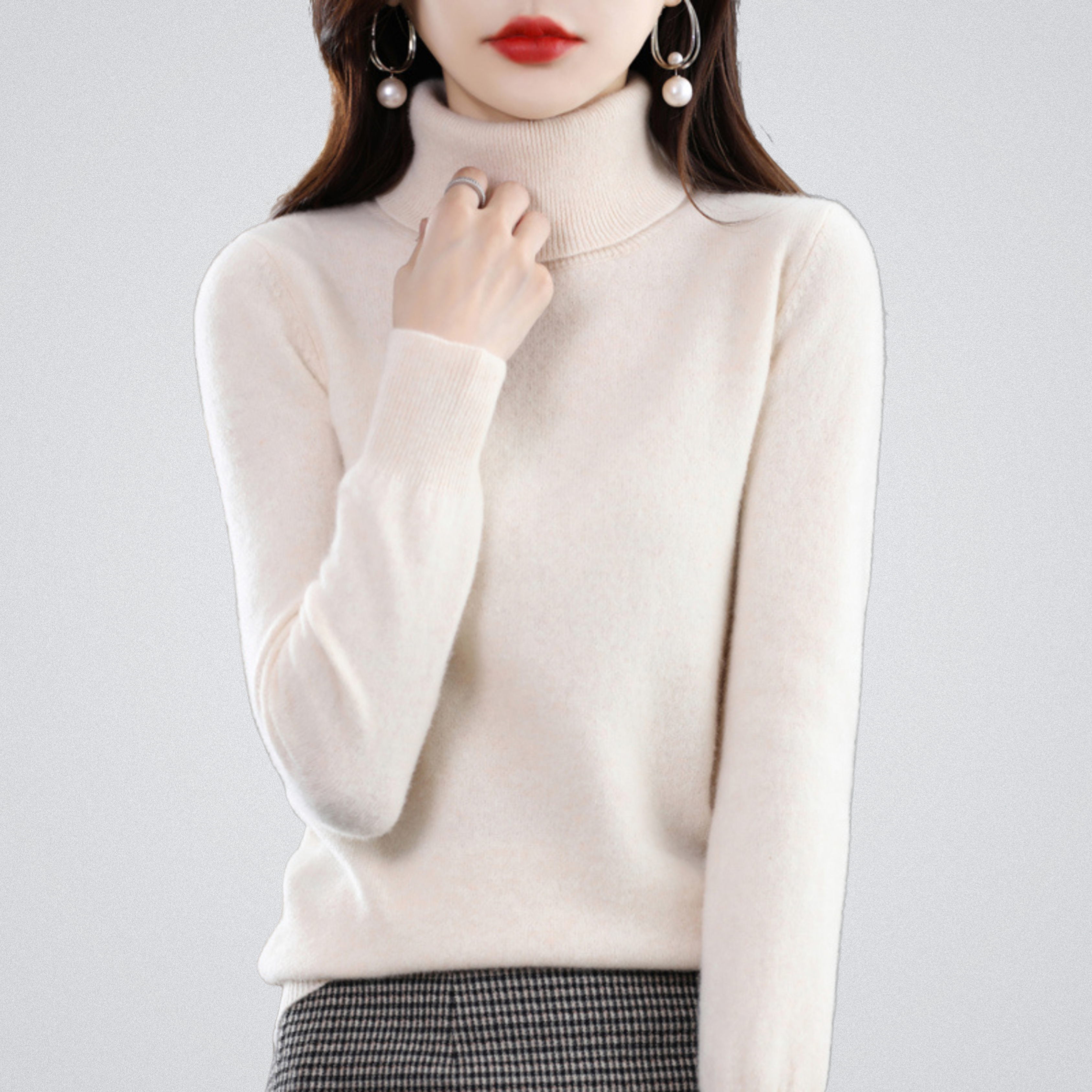 Lurina | Zachte coltrui voor dames – Gebreide trui met lange mouwen, warme casual wintertrui